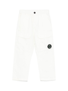 Pantaloni per bambino C.P. Company Kids bianco con applicazione CUP00MLZC01 10135 C.P.COMPANY KIDS 