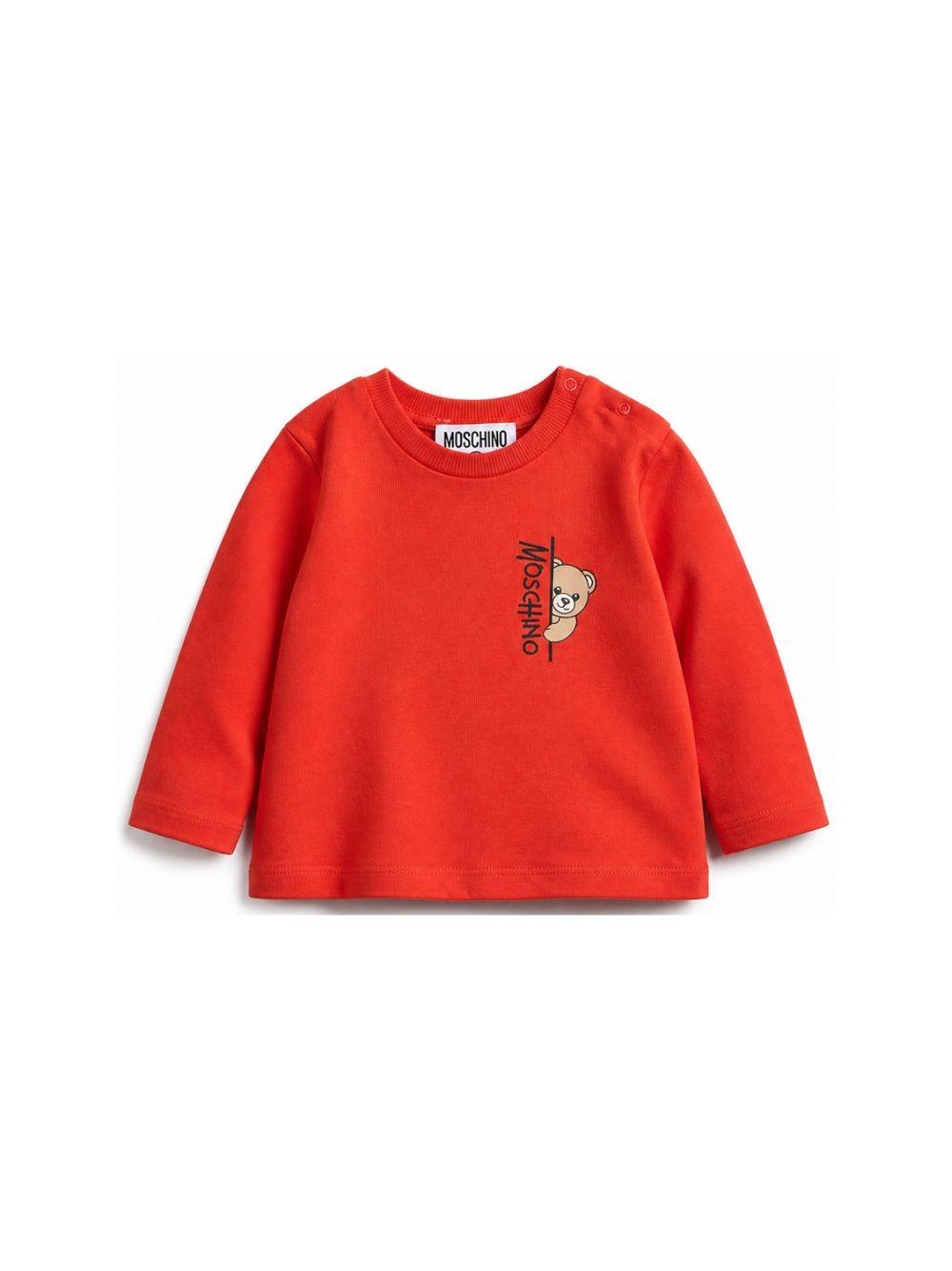 T-shirt per neonati Moschino Kids rossa con dettaglio Teddy Bear MNO014LAA58 50109 MOSCHINO KIDS 