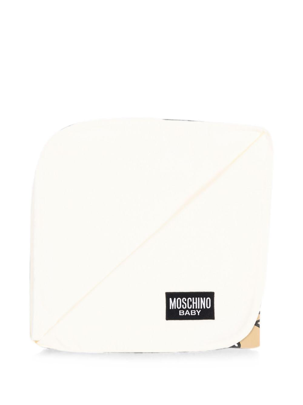 Coperta per neonati Moschino Kids bianca con dettaglio Teddy Bear MUB00OLCA40 10063 MOSCHINO KIDS 