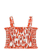 Top per bambina Dolce & Gabbana Kids arancione con motivo maiolica L51N78 G7P4J IR5DQ DOLCE & GABBANA KIDS 