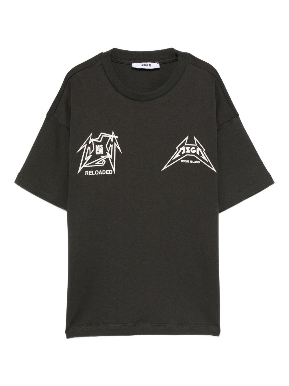 T-shirt per bambino MSGM Kids nera con stampa grafica sul davanti F5MSJGTH267 MS040 MSGM KIDS 