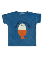 T-shirt per neonato Bobo Choses Morning Egg blu con stampa sul petto B125AB011 421 BOBO CHOSES KIDS 