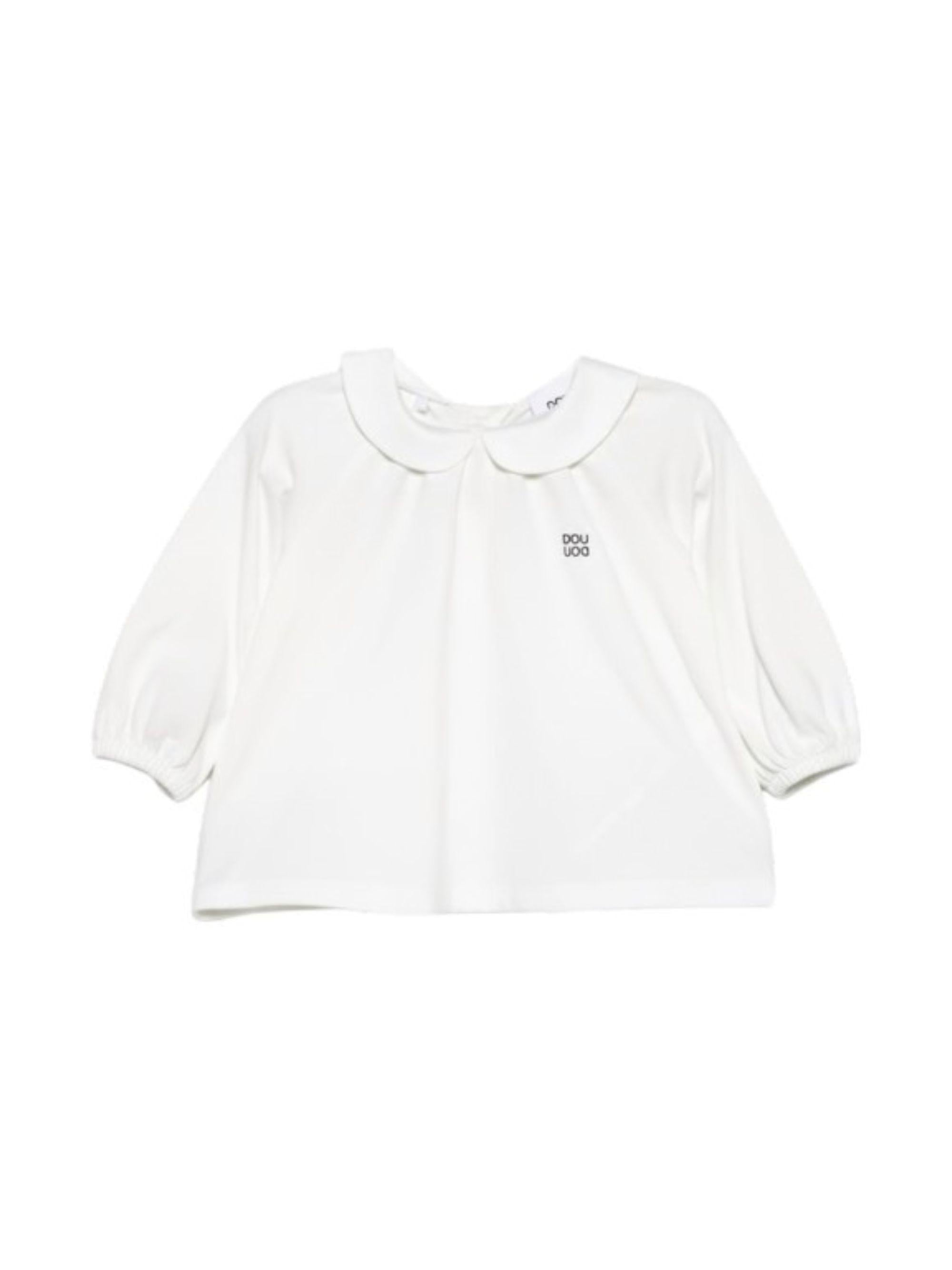 T-shirt per neonata Douuod Kids bianca con colletto alla Peter Pan DY8000 Z3708 101 DOUUOD 