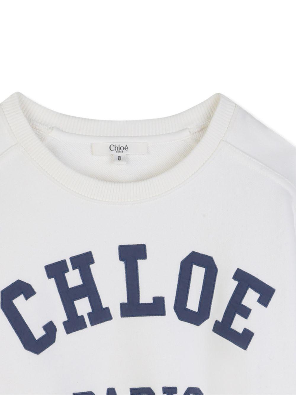 T-shirt girocollo per bambina Chloé Kids bianca con applicazione logo C20844 117 CHLOE' KIDS 