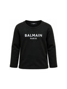 T-shirt per bambino Balmain Kids nera con dettaglio logo sul davanti BZ8I20 Z3672 930BC BALMAIN KIDS 