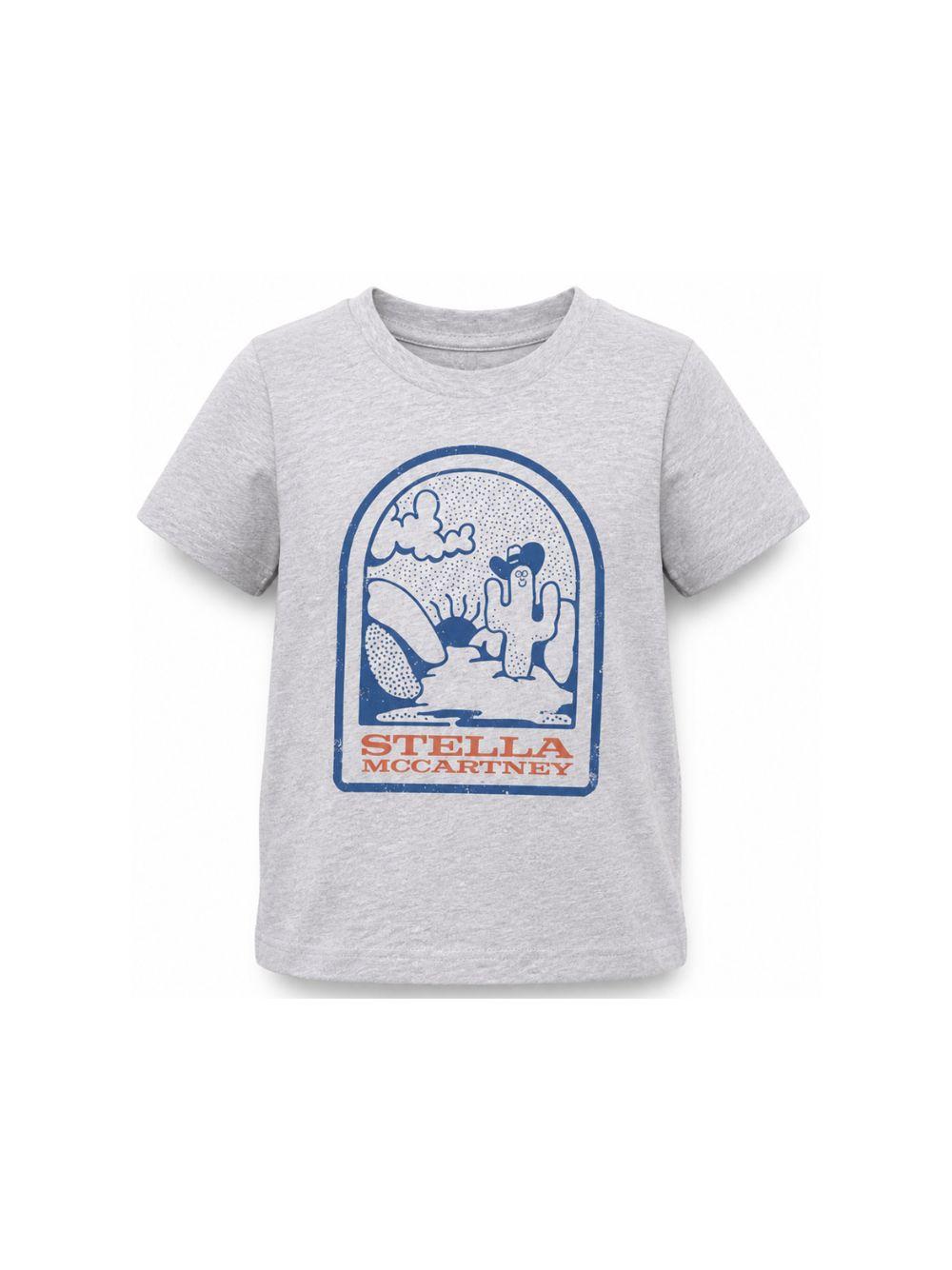 T-shirt per bambino Stella McCartney Kids grigia con stampa grafica TZ8P11 Z3931 807 STELLA McCARTNEY KIDS 