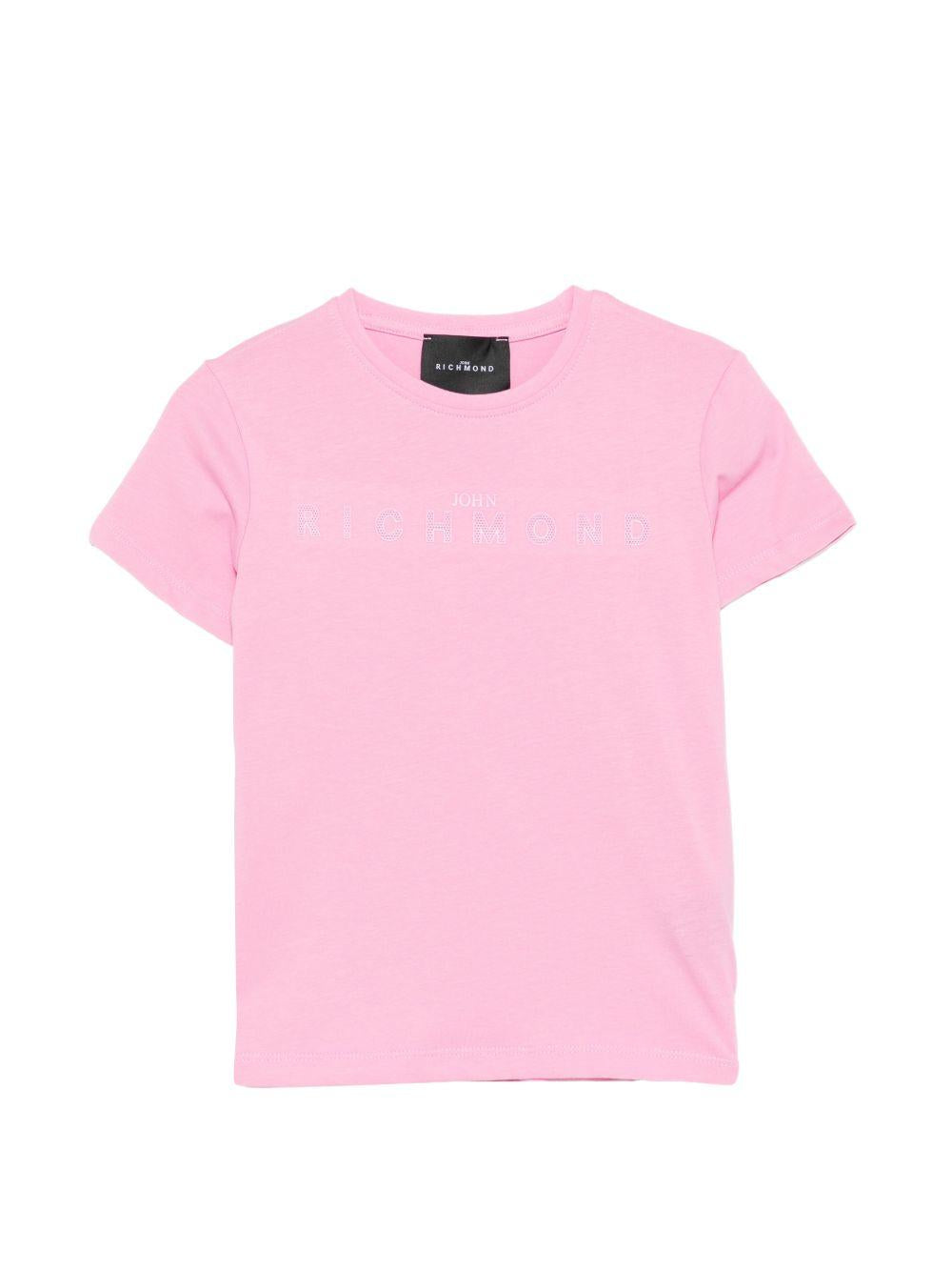 T-shirt per bambina John Richmond Junior rosa con dettaglio logo RGP26017TS PINK BEGONIA JOHN RICHMOND JUNIOR 