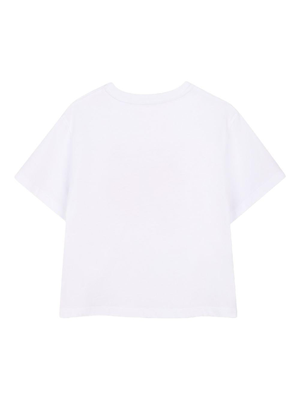 T-shirt per bambina Lanvin Enfant bianca con stampa sneakers rosa N30332 10P LANVIN KIDS 