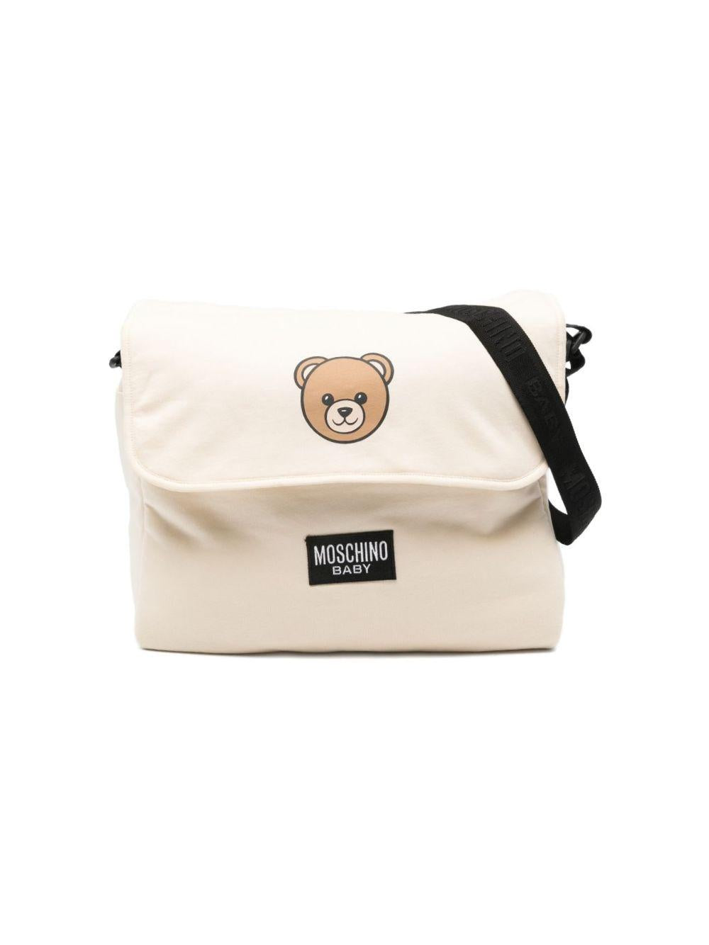 Borsa per neonati Moschino Kids beige con stampa Teddy Bear MUX05VLCA19 20404 MOSCHINO KIDS 
