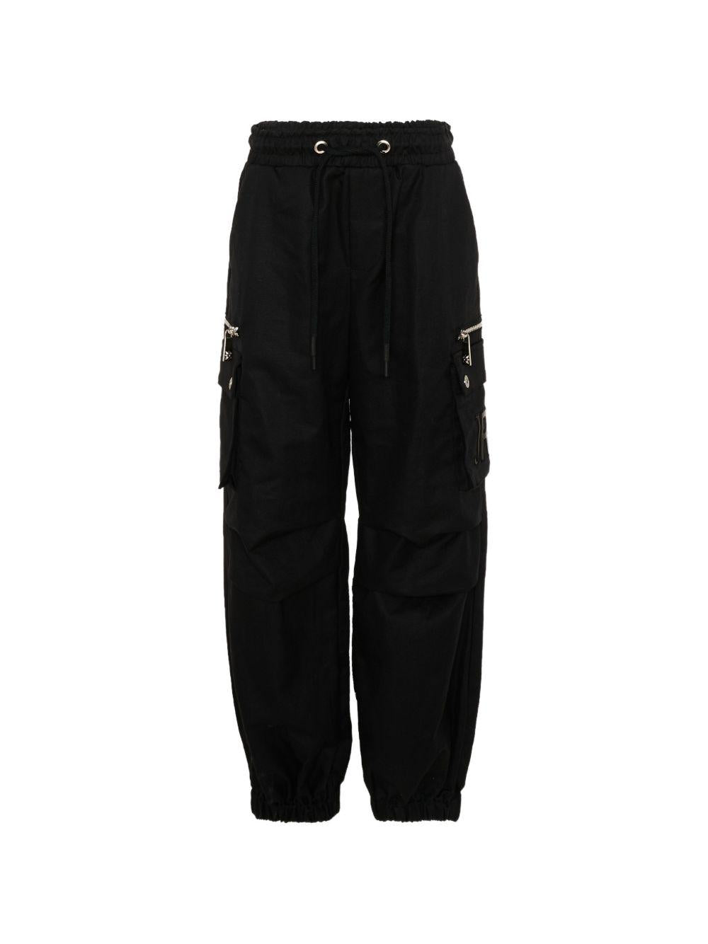 Pantaloni cargo per bambino John Richmond Junior nero elasticizzato in vita RBP26049PA BLACK JOHN RICHMOND KIDS 