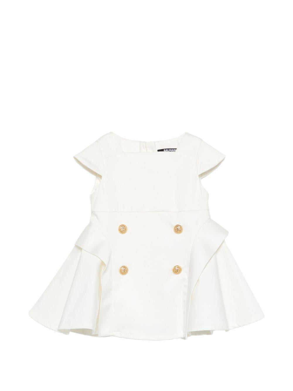 Abito per neonata Balmain Kids bianco con dettagli arricciati BY1161 P0484 100 BALMAIN KIDS 
