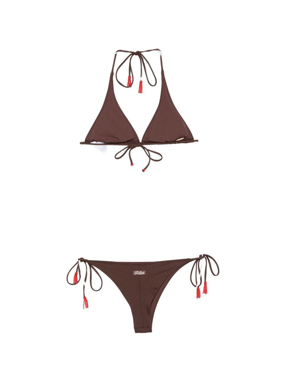 Bikini per donna MC2 Saint Barth marrone con ricam stelle marine MRL0001 08586L MC2 ST. BARTH 