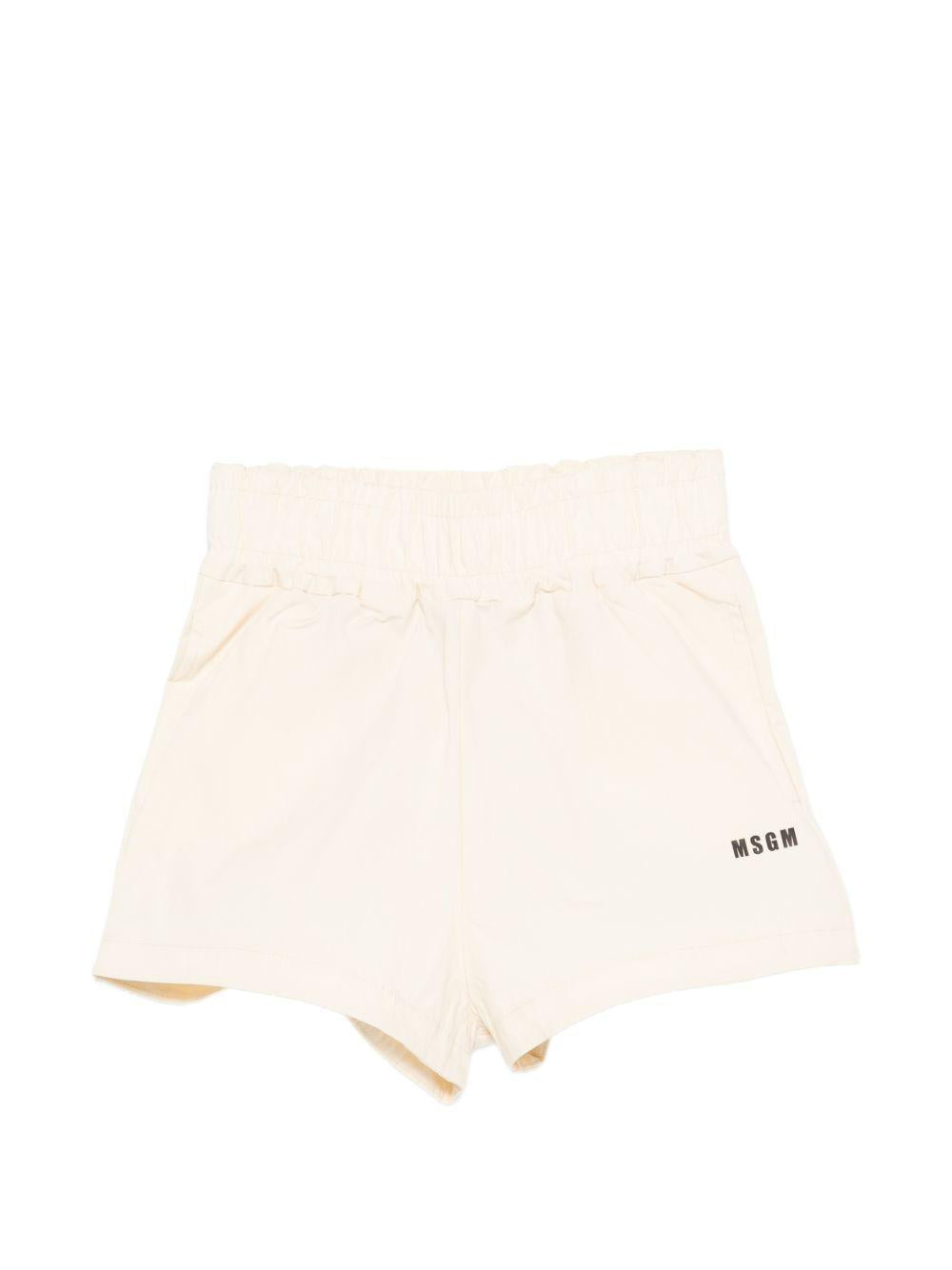 Shorts per bambina MSGM Kids bianchi con vita arricciata S6MSJGSH164 002 MSGM KIDS 