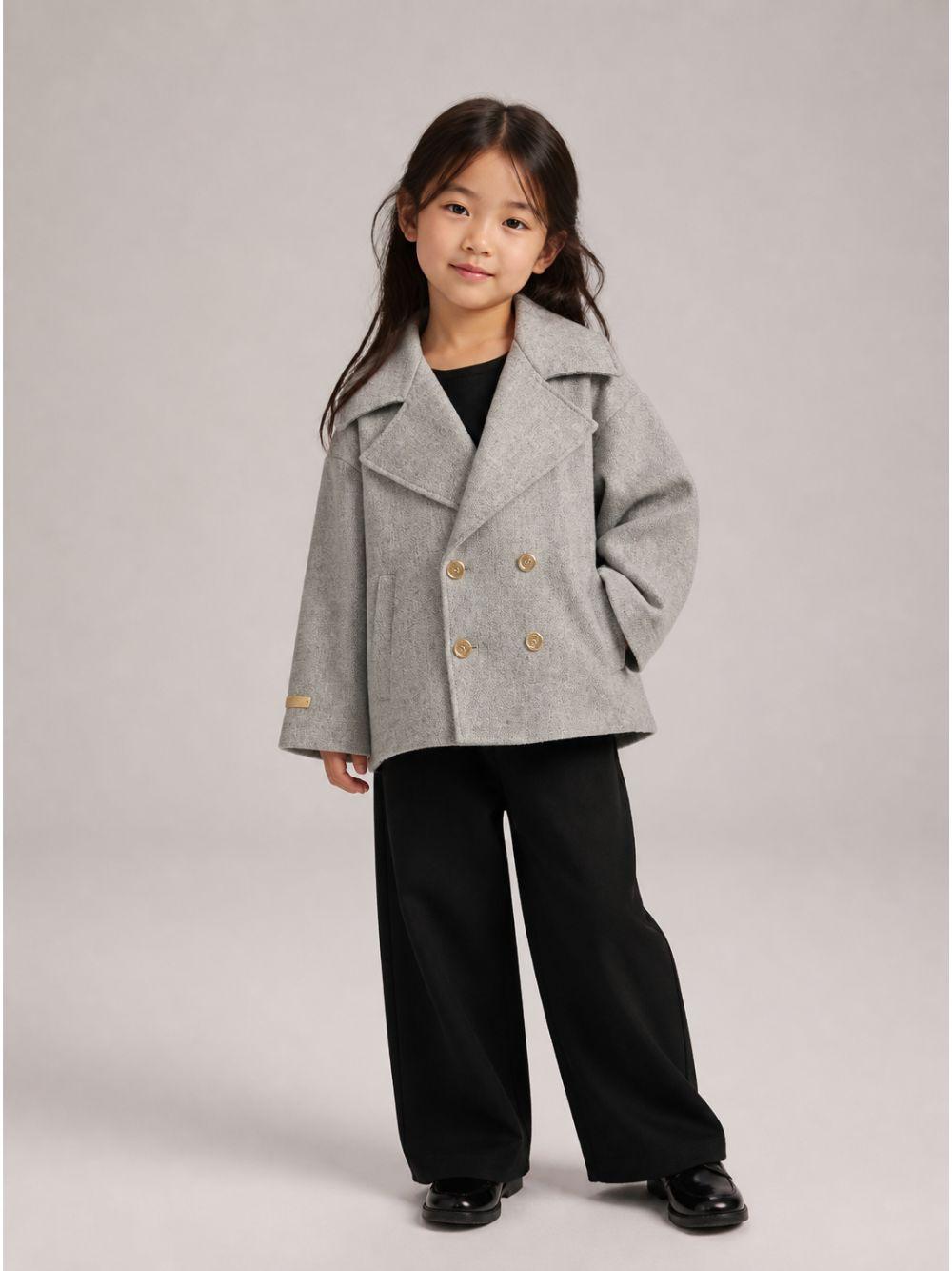 Blazer per bambina Balmain Kids grigio in doppiopetto con maniche ampie BZ2H10 E0254 806OR BALMAIN KIDS 