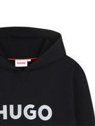 Felpa per bambino Hugo Kids nera con logo sul davanti G01007 09B Hugo KIDS 