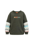 Felpa per bambino Missoni Kids verde con maniche a contrasto MZ4H30 Z3183 70J MISSONI KIDS 