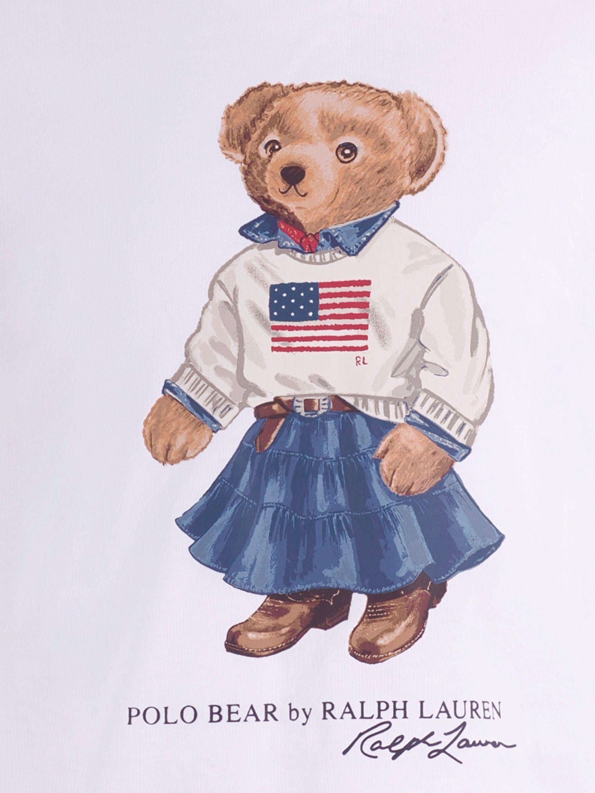 T-shirt per bambina Polo Ralph Lauren Kids bianca con stampa orsetto sul davanti 312A98403 001 Ralph Lauren kids 