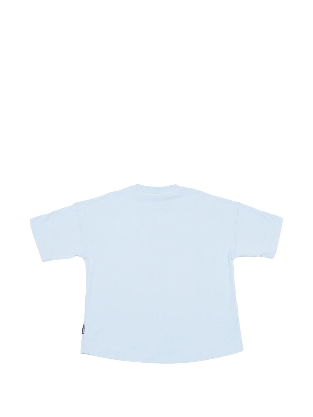 T-shirt per bambino Palm Angels Kids azzurra con stampa grafica PBAA002S26JER004 960 PALM ANGELS KIDS 