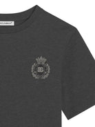 T-shirt per bambino Dolce & Gabbana Kids grigio con applicazione logo L4JTHU G7PKP S8292 DOLCE & GABBANA KIDS 