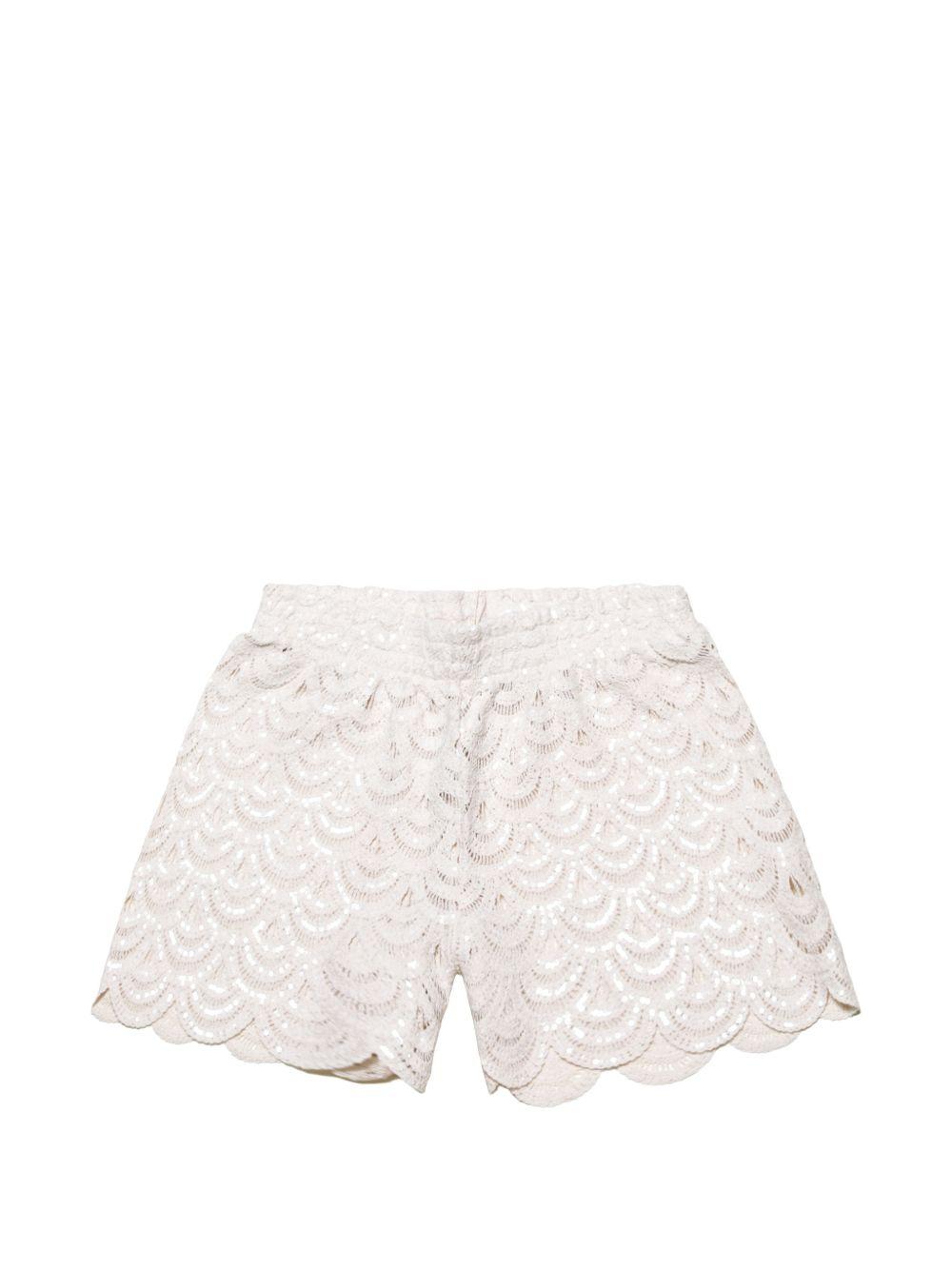 Pantaloncini Meave da donna MC2 Saint Barth con bordo smerlato e decorazioni di paillettes MEA002 01719L MC2 ST. BARTH 