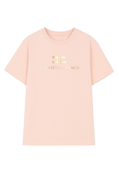 T-shirt per bambina Elisabetta Franchi La Mia Bambina rosa con logo sul davanti EFTS2600JE006 C125 ElISABETTA FRANCHI KIDS 
