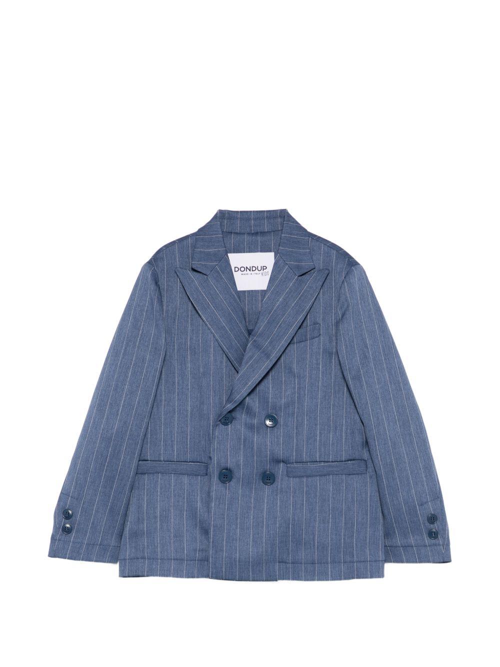 Blazer doppiopetto per bambino DONDUP Kids blu con motivo gessato DMGC0280TV117 4019 DONDUP KIDS 