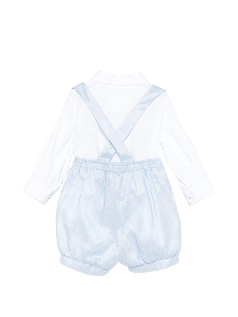 Set camicia e salopette per neonato Colorichiari azzurro con bretelle MN308401 4884 53 COLORICHIARI KIDS 