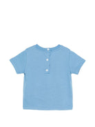 T-shirt da neonato Balmain Kids azzurro con stampa logo BY8511 Z3672 671BC BALMAIN KIDS 