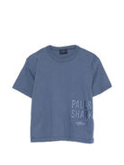 T-shirt per bambino Paul & Shark Kids blu con logo sul davanti WUM006LAA53 41110 PAUL & SHARK KIDS 