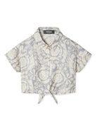 Camicia per bambina Versace Kids grigio in stile Barocco con nodo 10185131A11195 5E340 VERSACE KIDS 