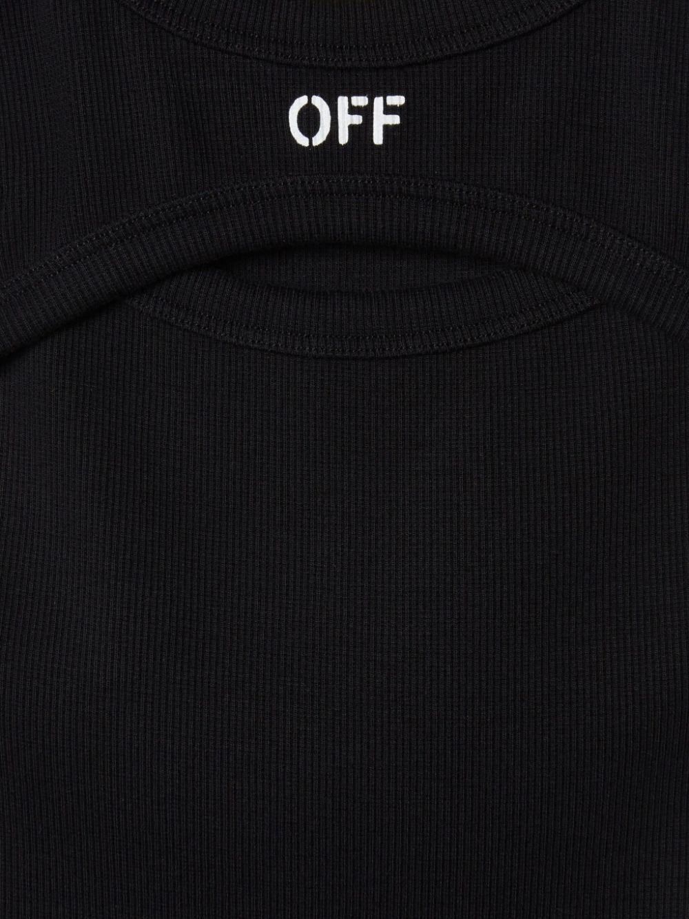 Abito per bambina Off-White Kids Off-stamp nero a coste OGDB065S25JER001 1001 OFF WHITE KIDS 