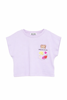 T-shirt per bambina Moschino Kids lilla con stampa grafica HDM06XLFA06 51683 MOSCHINO KIDS 