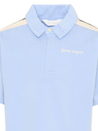 T-shirt per bambino Palm Angels Kids azzurra con colletto stile polo PBBD013S26FLE001 960 PALM ANGELS KIDS 