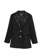 Blazer per bambina Balmain Kids nero con revers in raso BY2A14 P0484 930 BALMAIN KIDS 
