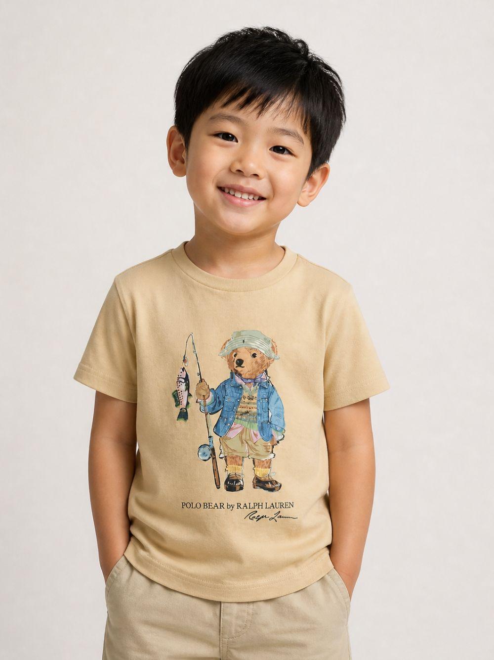 T-shirt per bambino Polo Ralph Lauren Kids beige con motivo Polo Bear 322B20172 001 Ralph Lauren kids 