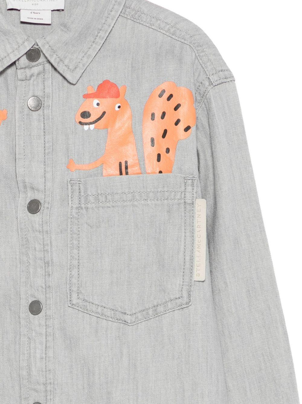 Camicia per bambino Stella McCartney Kids grigio con stampa scoiattolo TX5P10 Z0522 970 STELLA McCARTNEY KIDS 