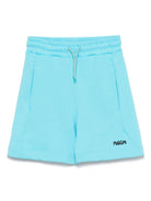 Shorts sportivi in cotone per bambino MSGM Kids azzurro con vita elasticizzata S5MSJUBE071 MS005 MSGM KIDS 