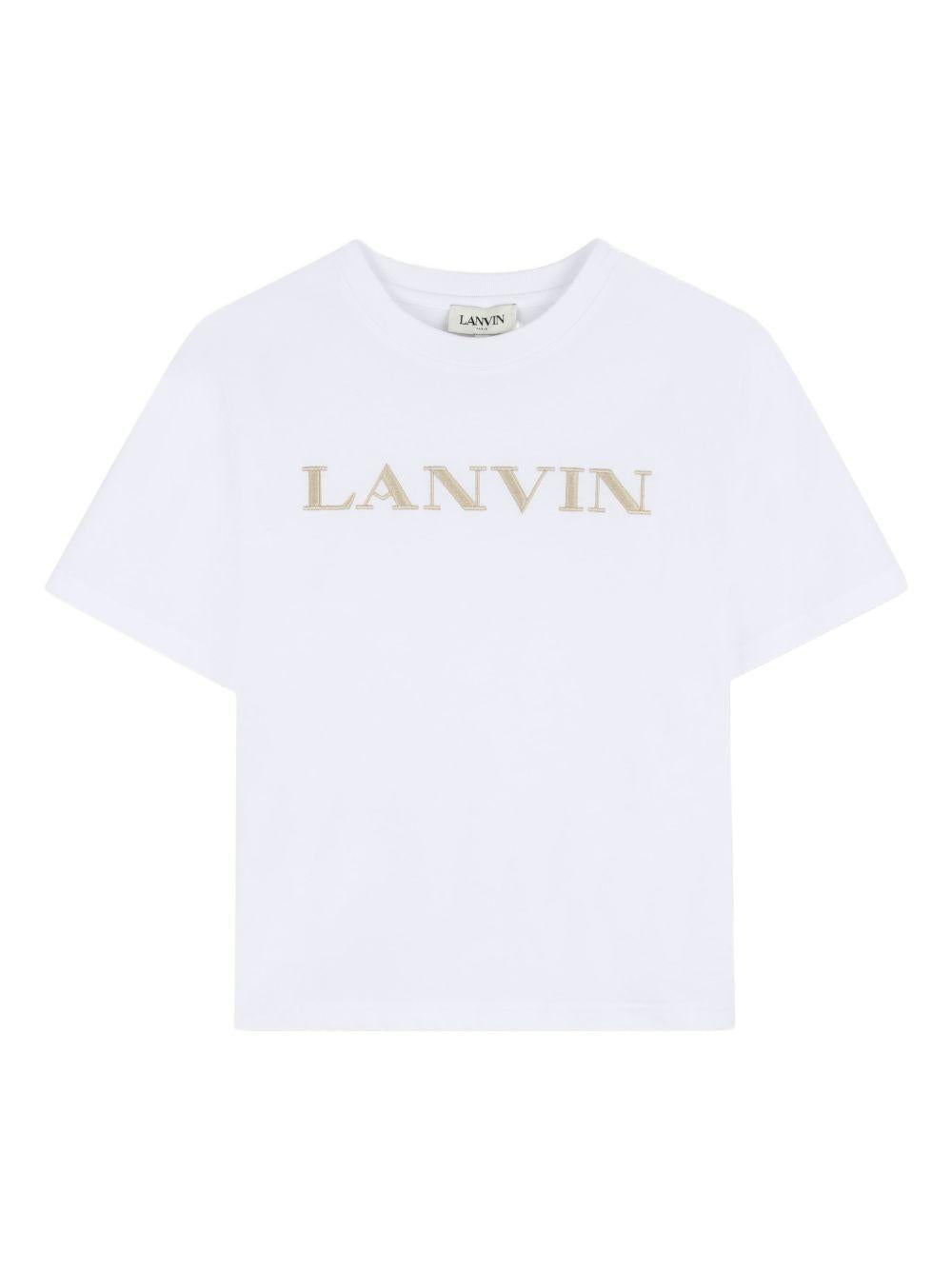 T-shirt per bambino Lanvin Enfant bianca con logo ricamato N30360 10P LANVIN KIDS 