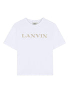 T-shirt per bambino Lanvin Enfant bianca con logo ricamato N30360 10P LANVIN KIDS 