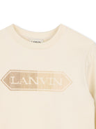 Felpa per bambino Lanvin Enfant beige con logo sul davanti N30367 519 LANVIN KIDS 