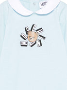 Pigiama per neonato Moschino Kids azzurro con stampa grafica Teddy Bear MUT04QLAA02 40304 MOSCHINO KIDS 