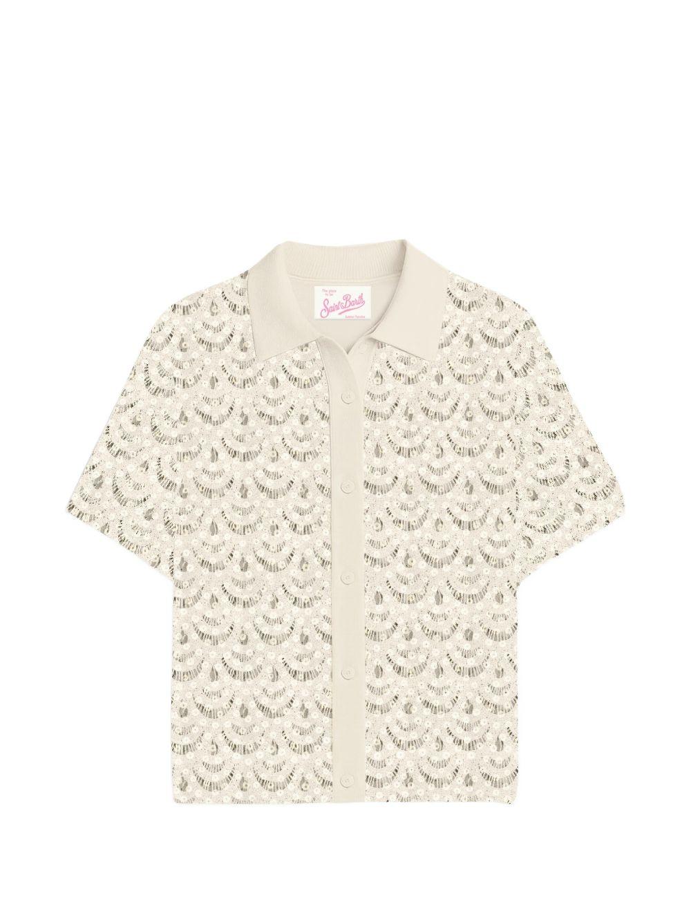 T-shirt per donna MC2 Saint Barth beige con decorazione con paillettes MOE0001 01719L MC2 ST. BARTH 