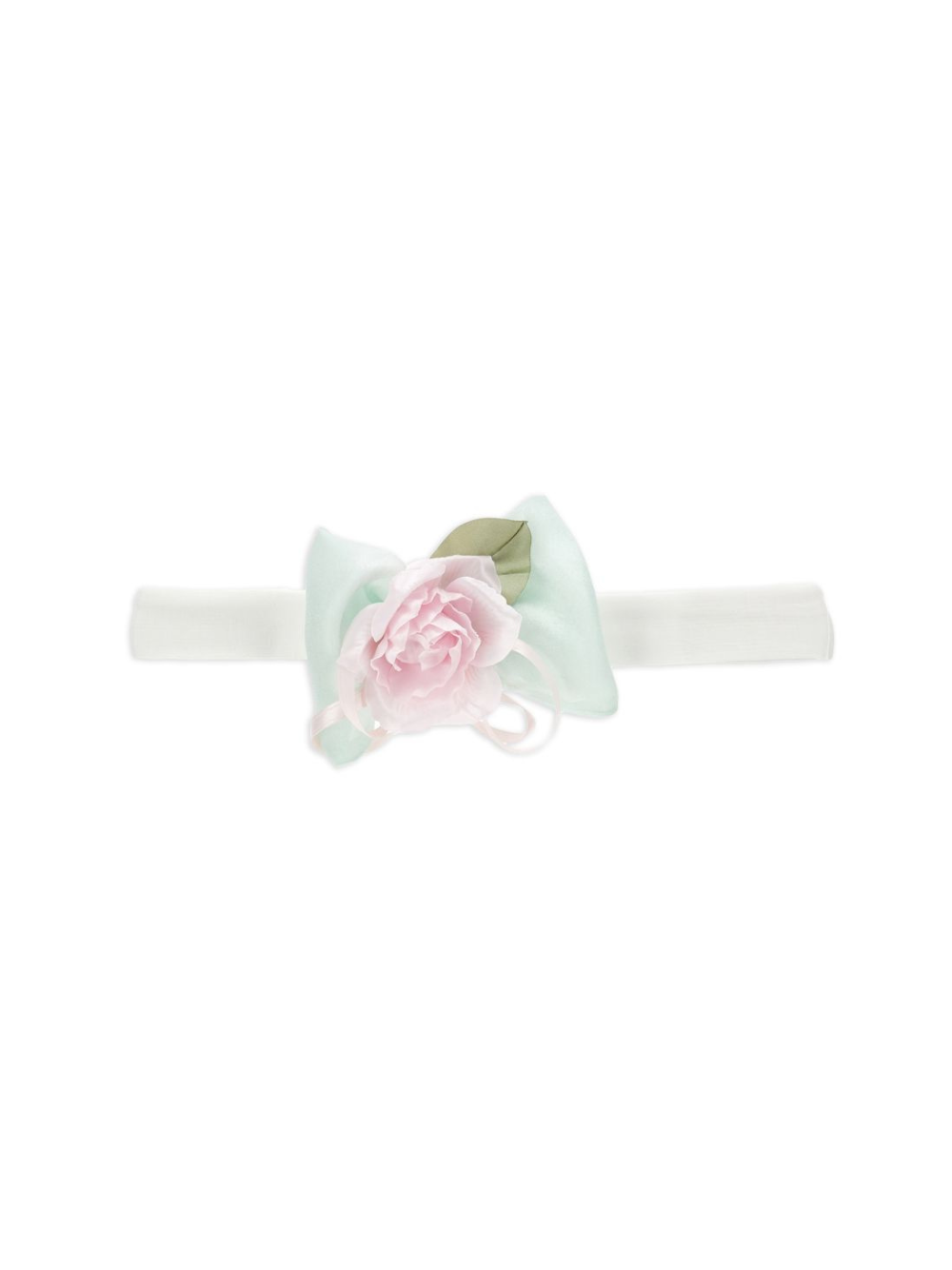 Fascia per capelli per neonata Monnalisa bianco con dettaglio con fiocco e fiore 73G005 7201 0120 MONNALISA 