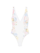 Costume intero per donna MC2 Saint Barth bianco con stampa floreale MAVI001 03508L MC2 ST. BARTH 