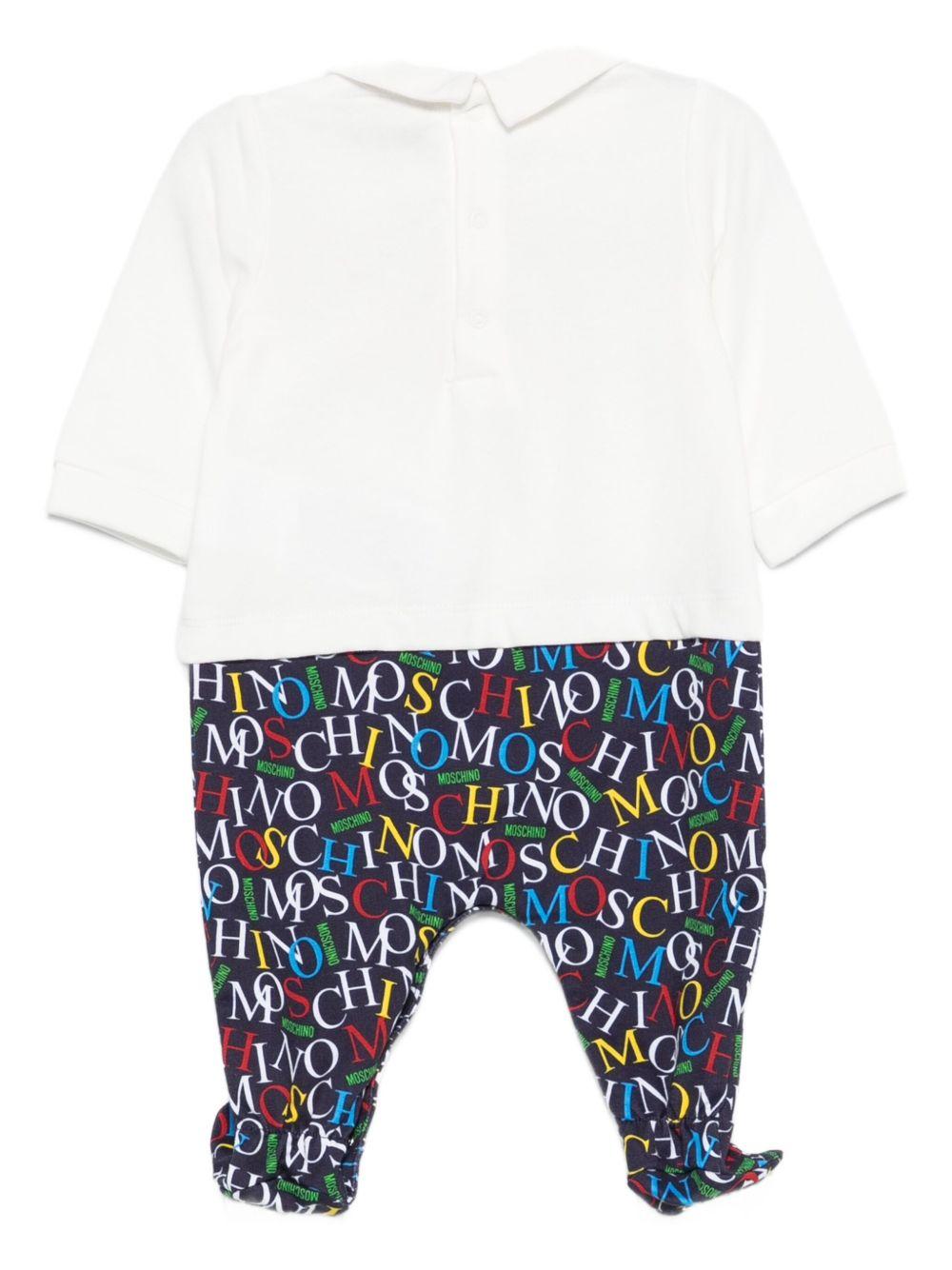 Pigiama per neonato Moschino Kids bianco con stampa Teddy MMY06ZLCA60 84804 MOSCHINO KIDS 