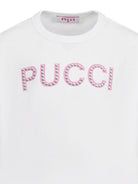 T-shirt per bambina Emilio Pucci Junior bianca con logo con borchie PY8B31 Z3672 100FU EMILIO PUCCI KIDS 