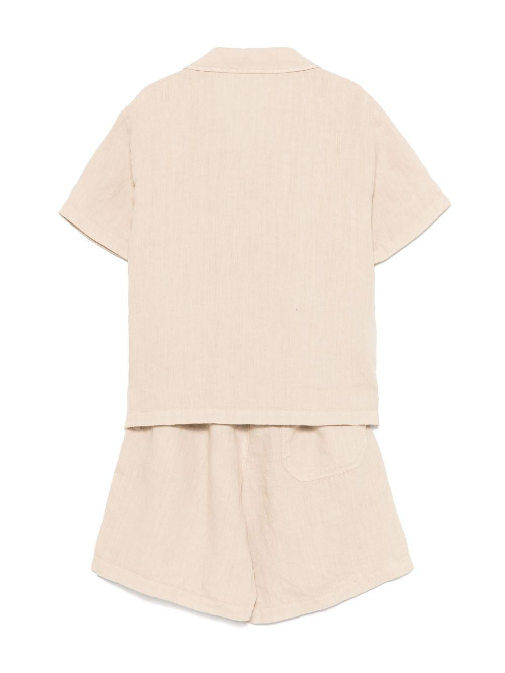 Set con shorts e camicia per bambino Il Gufo beige in lino P25DP485L6006 126 IL GUFO KIDS 