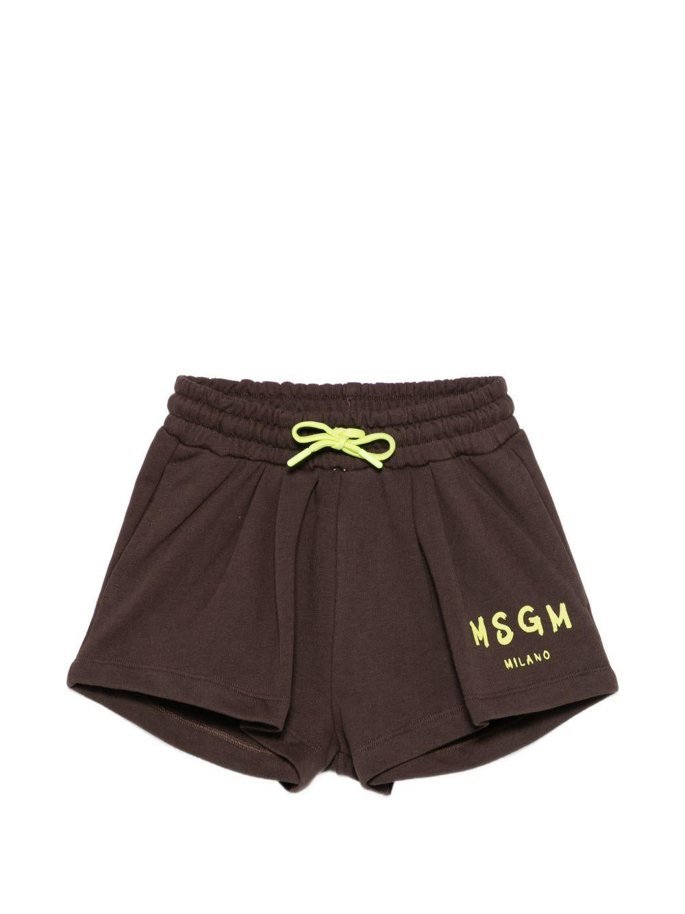 Shorts per bambina MSGM Kids marroni con coulisse S6MSJGSH066 943 MSGM KIDS 