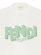 T-shirt per bambino Fendi Kids bianca con stampa logo sul davanti JMI504 7AJ F1UVR FENDI KIDS 