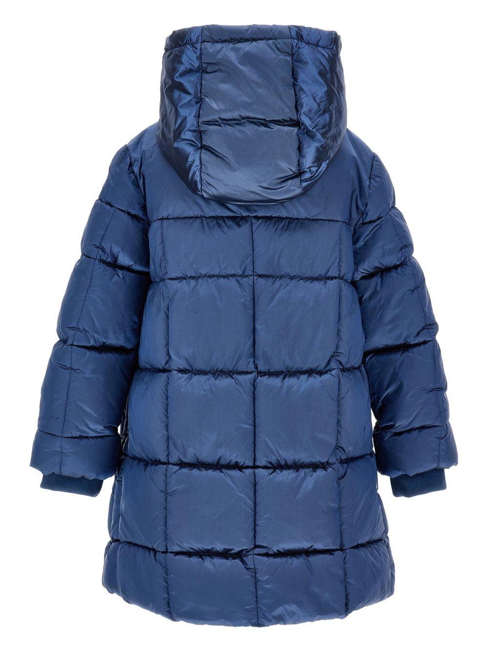 Piumino imbottito per bambina Monnalisa blu con cappuccio 17F105 6021 056D MONNALISA 